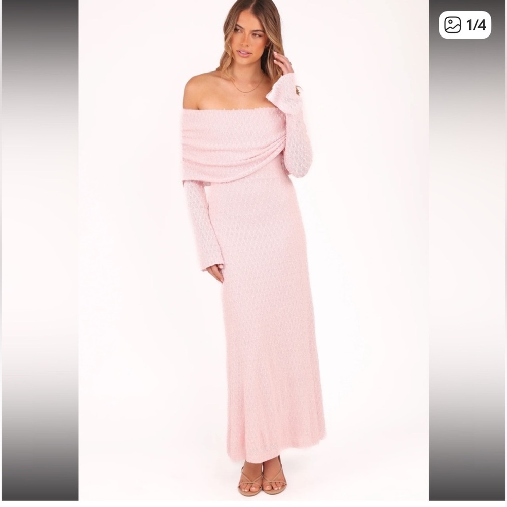 Petal and Pup Off-Shoulder Pink Maxi Dress